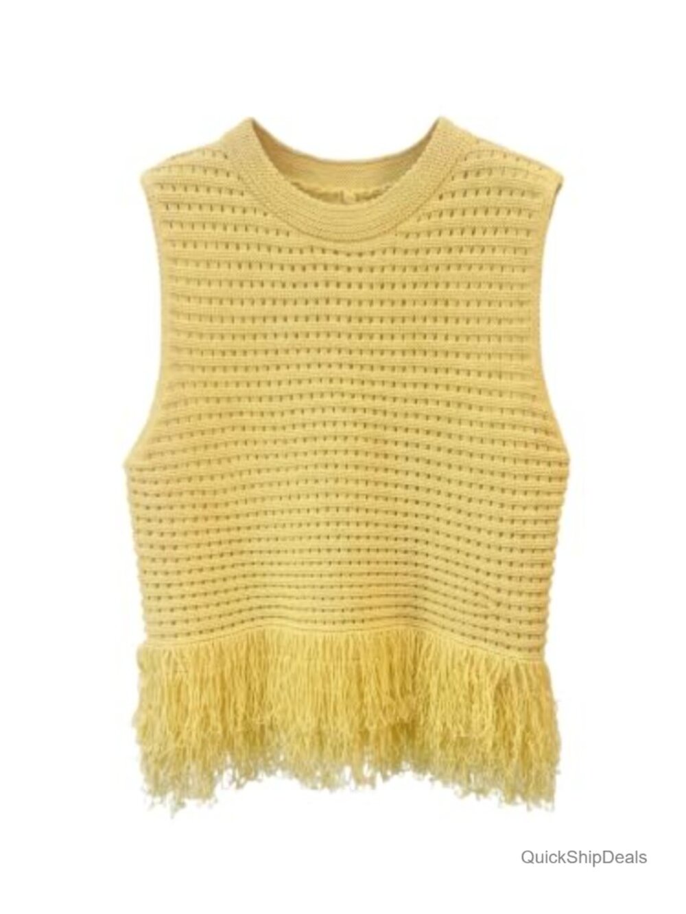 Crochet Fringe Sweater Tank Top Hollow Out Knitted Vest
